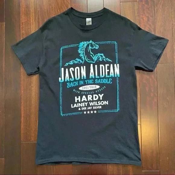 Jason Aldean T-Shirt Back in the Saddle 2021 Concert  Tour Band Tee Black Medium - Picture 15 of 16
